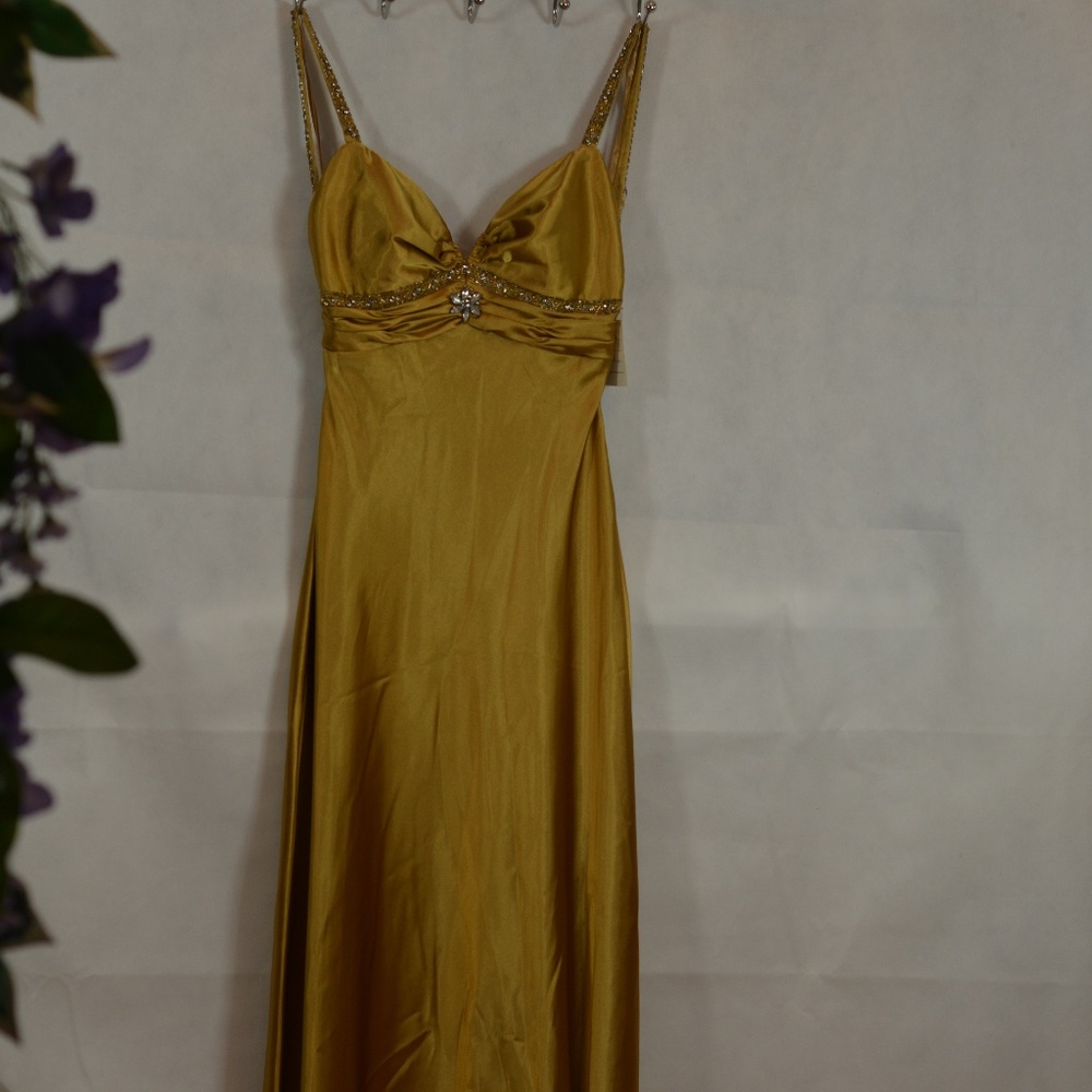 Gold Satin Type Slip Gown SZ 8